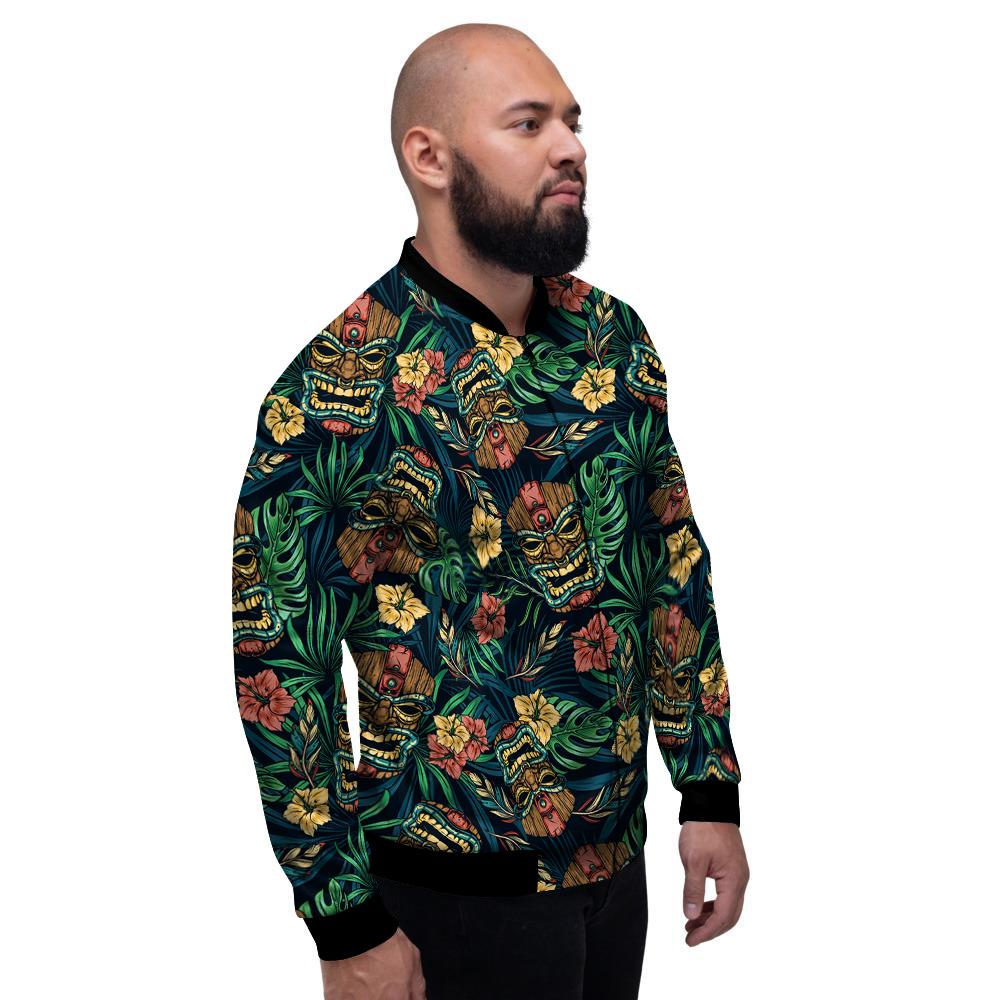 Tiki Tropical Print Pattern Men's Bomber Jacket-grizzshop
