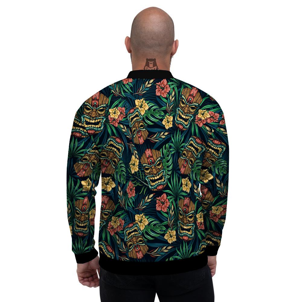 Tiki Tropical Print Pattern Men's Bomber Jacket-grizzshop