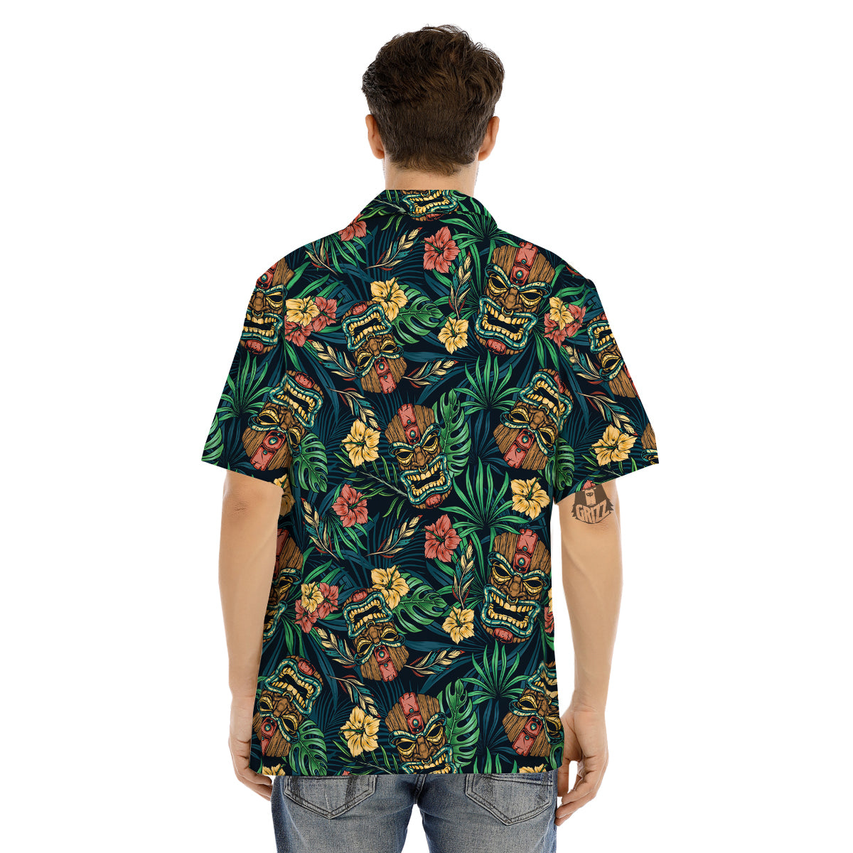 Tiki Tropical Print Pattern Men's Hawaiian Shirt-grizzshop