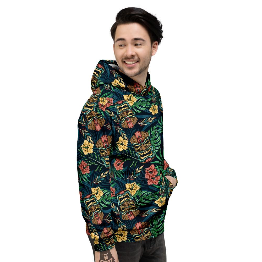 Tiki Tropical Print Pattern Men's Hoodie-grizzshop