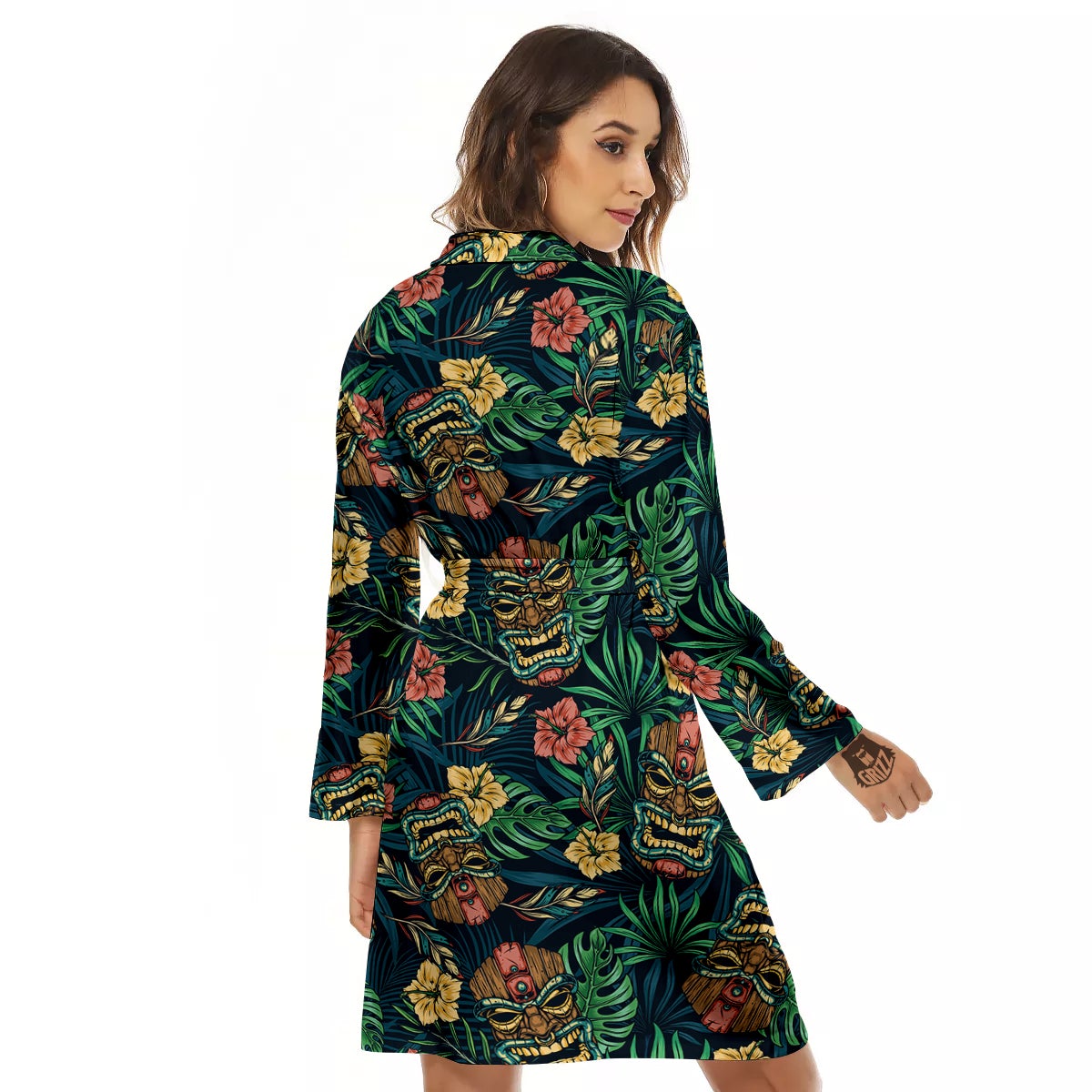 Tiki Tropical Print Pattern Women's Robe-grizzshop