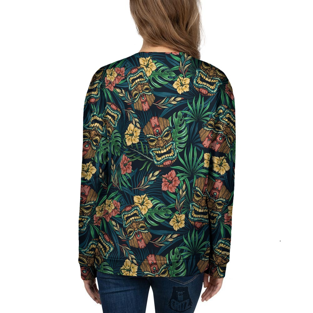 Tiki Tropical Print Pattern Women's Sweatshirt-grizzshop