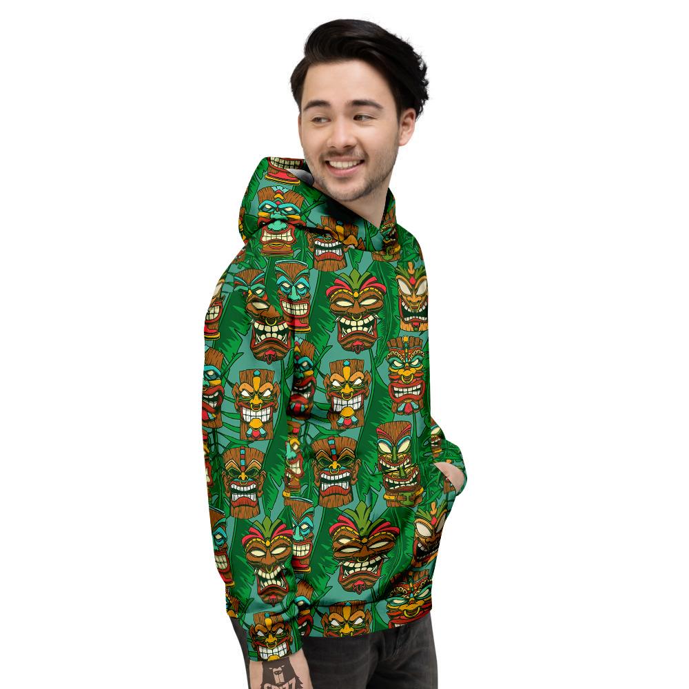 Tiki Wooden Print Pattern Men's Hoodie-grizzshop