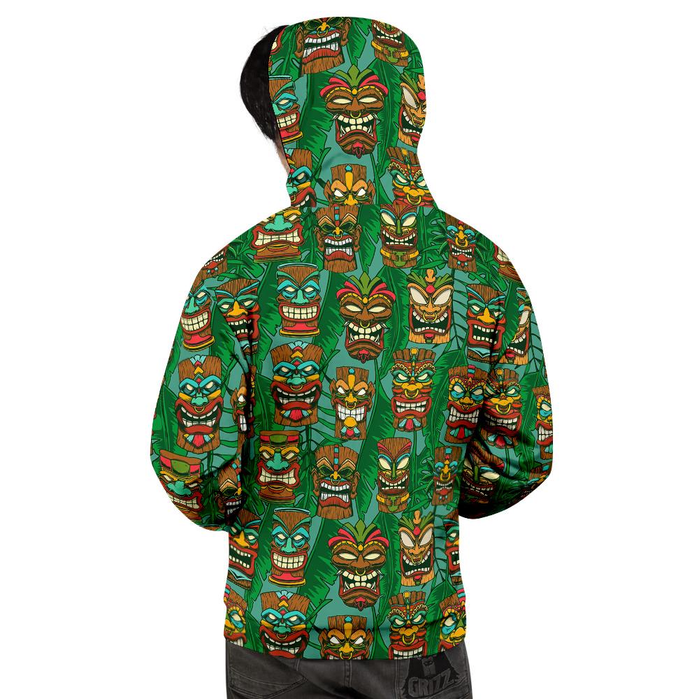Tiki Wooden Print Pattern Men's Hoodie-grizzshop