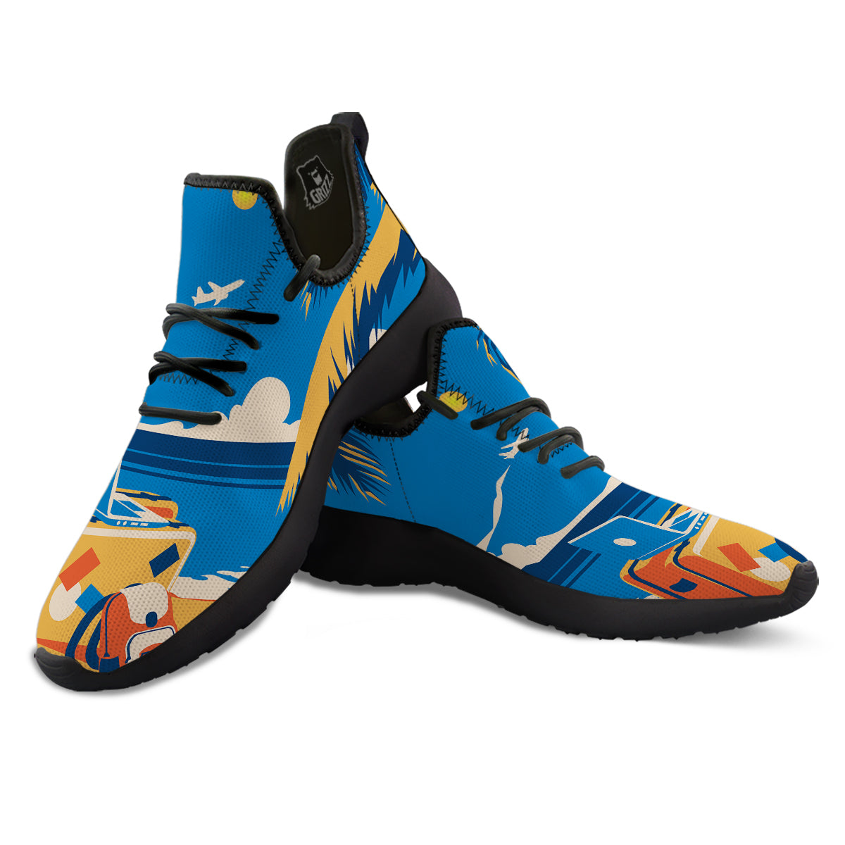 Time To Travel Summer Holiday Print Black Athletic Shoes-grizzshop