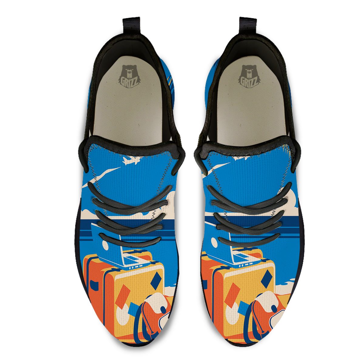 Time To Travel Summer Holiday Print Black Athletic Shoes-grizzshop