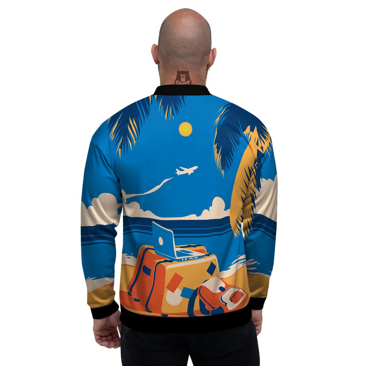 Time To Travel Summer Holiday Print Men's Bomber Jacket-grizzshop
