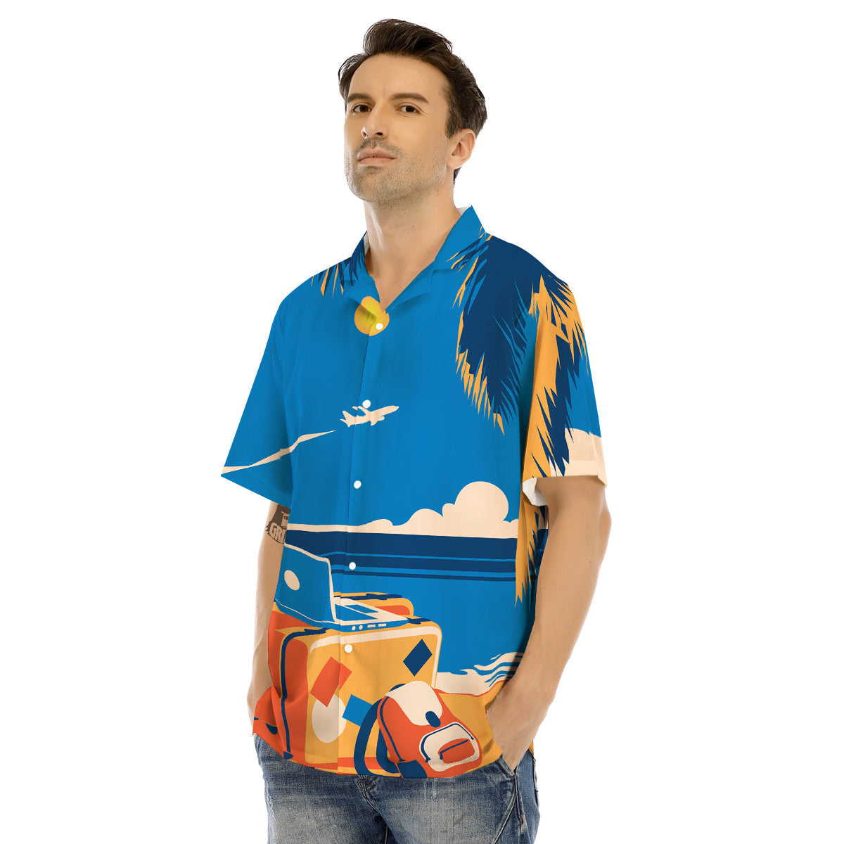 Time To Travel Summer Holiday Print Men's Hawaiian Shirt-grizzshop