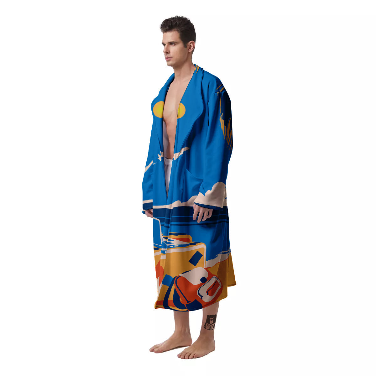 Time To Travel Summer Holiday Print Men's Robe-grizzshop