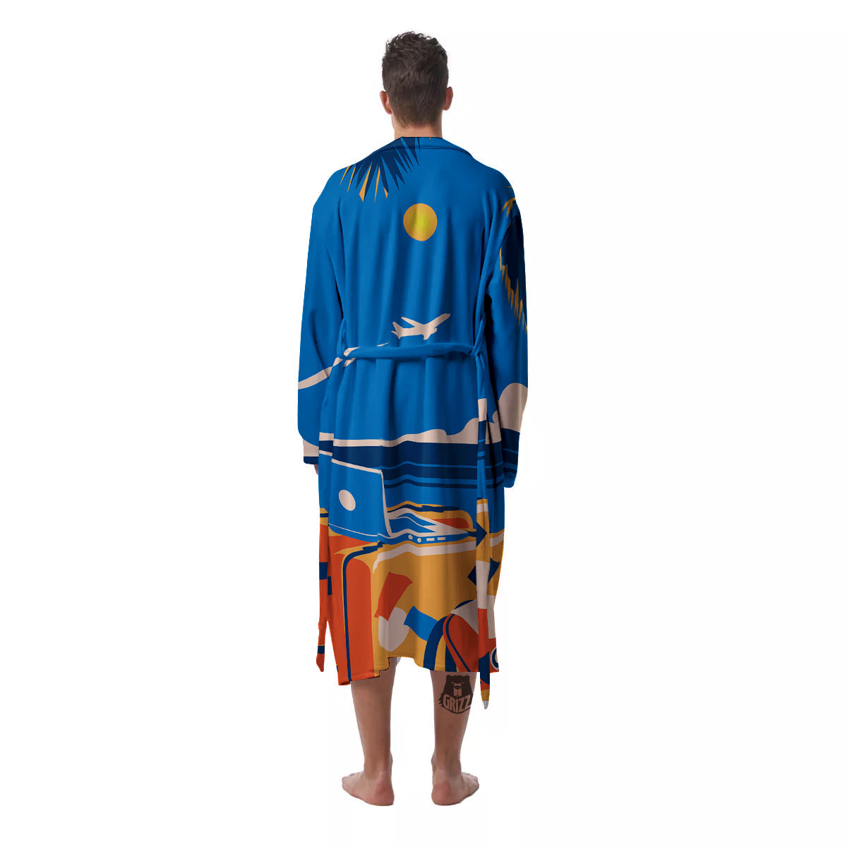 Time To Travel Summer Holiday Print Men's Robe-grizzshop