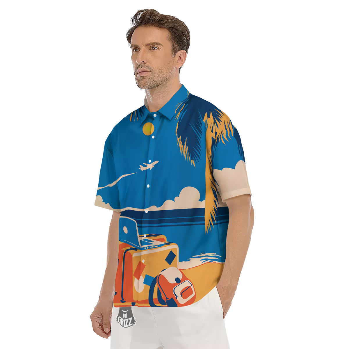 Time To Travel Summer Holiday Print Men's Short Sleeve Shirts-grizzshop