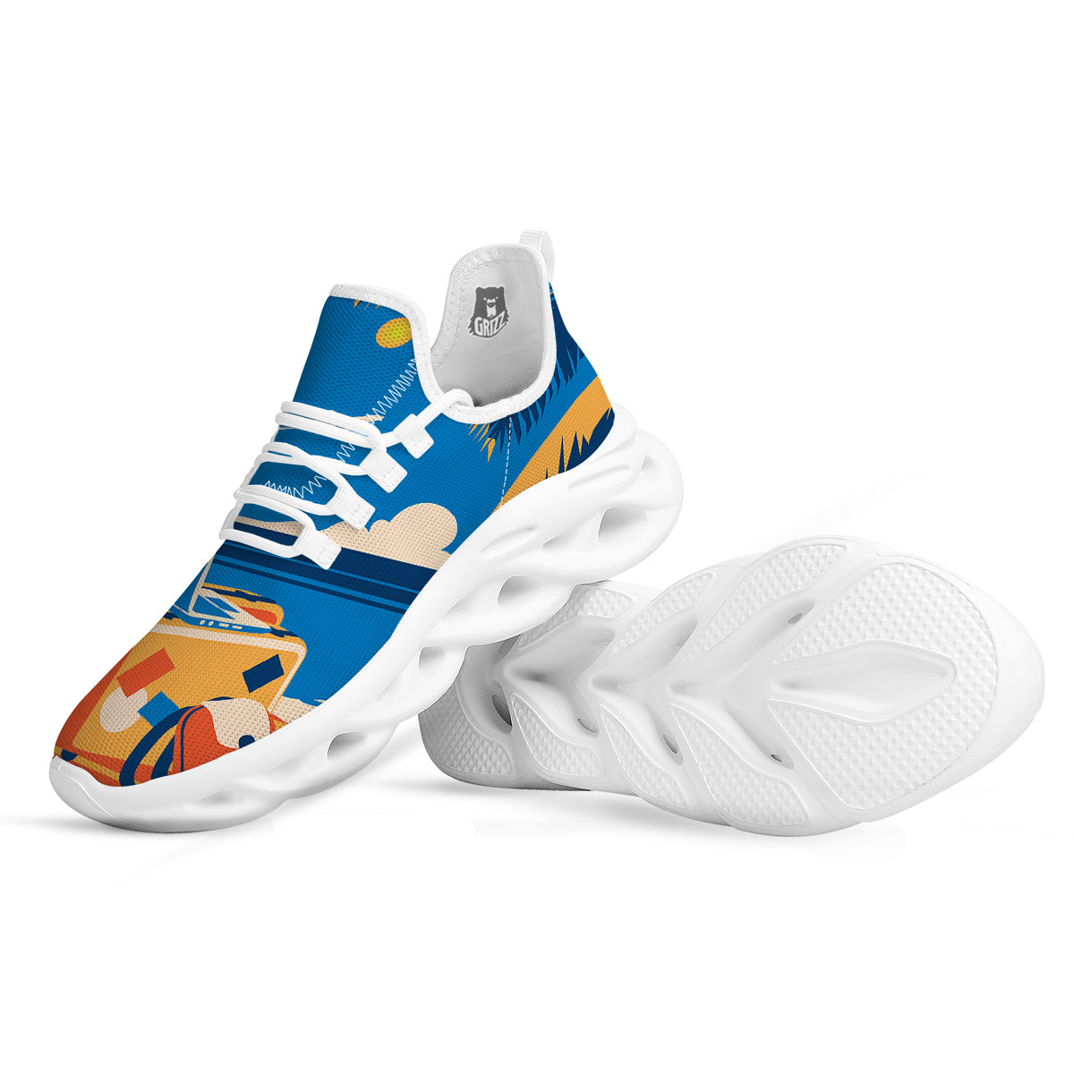 Time To Travel Summer Holiday Print White Running Shoes-grizzshop