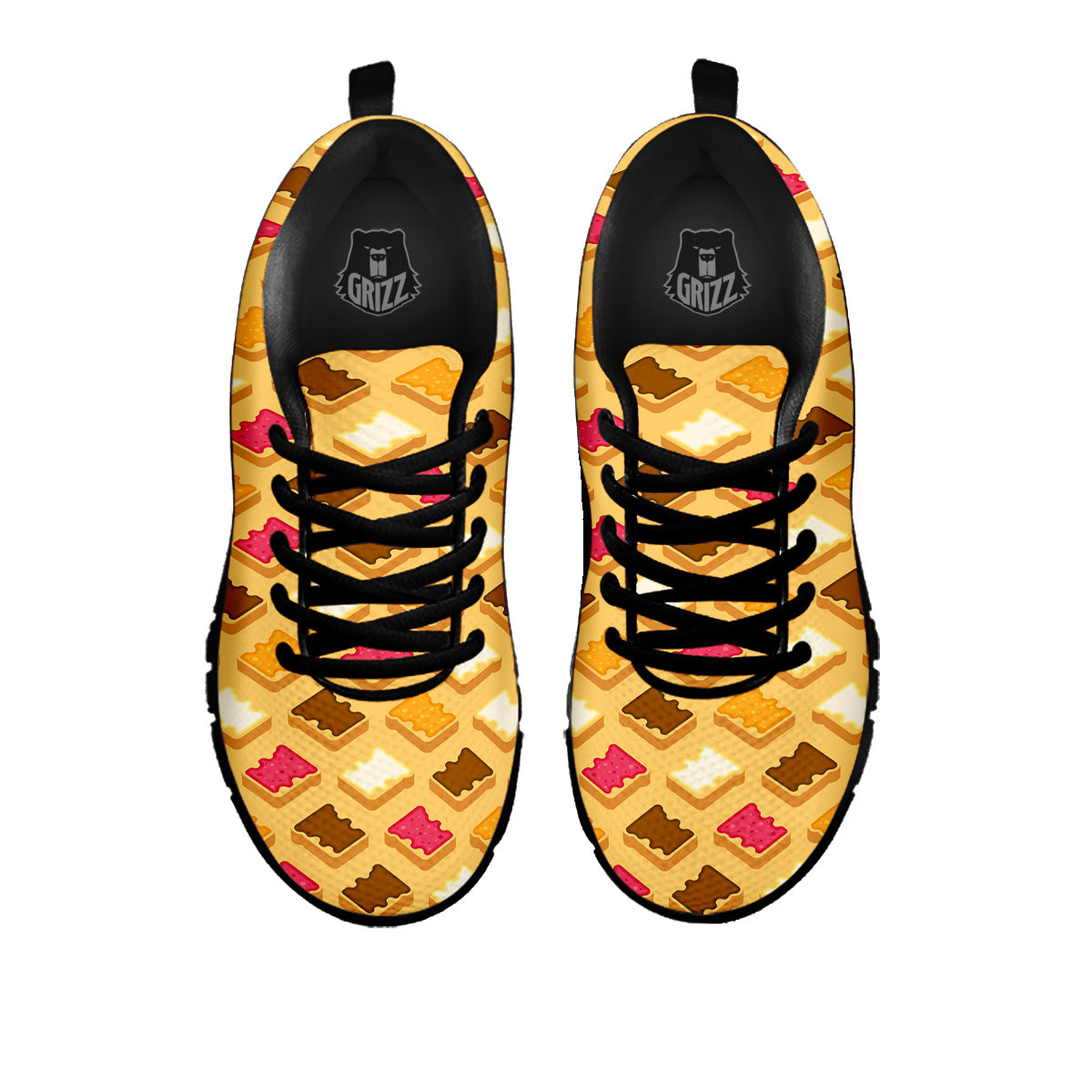 Toast And Jam Print Pattern Black Sneaker-grizzshop