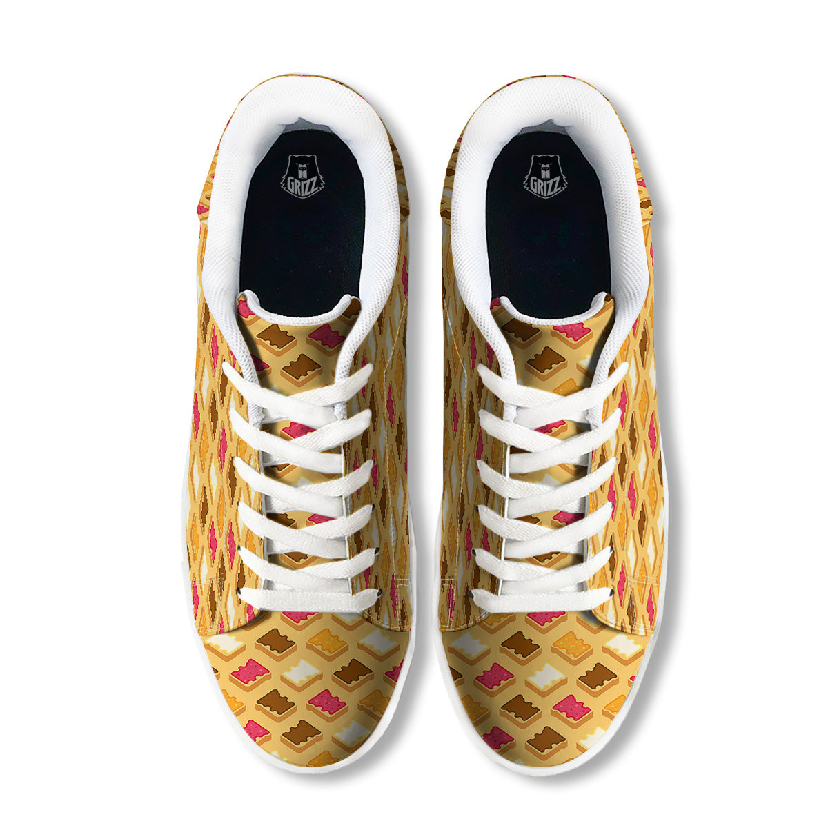 Toast And Jam Print Pattern White Low Top Sneakers-grizzshop