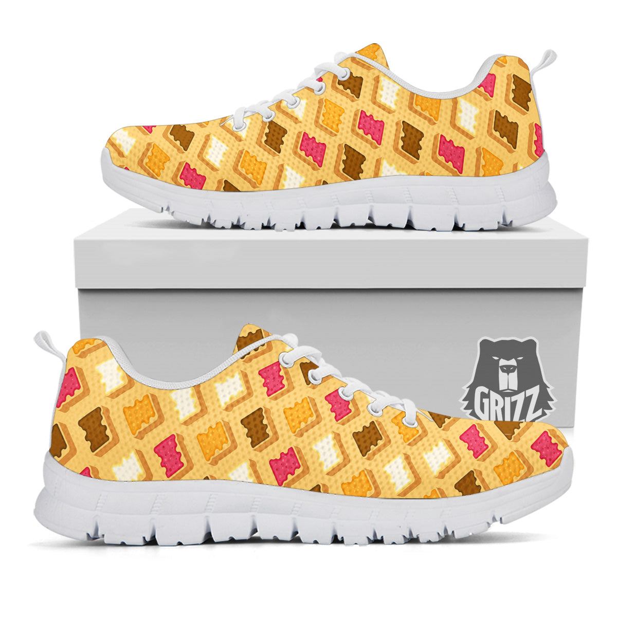 Toast And Jam Print Pattern White Sneaker-grizzshop