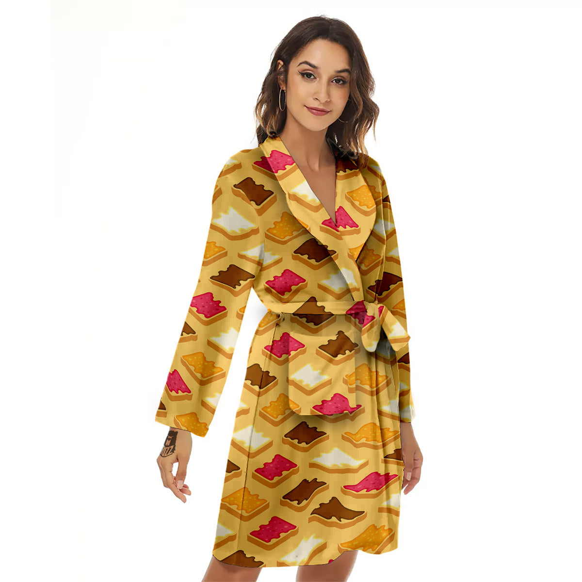 Toast And Jam Print Pattern Women's Robe-grizzshop