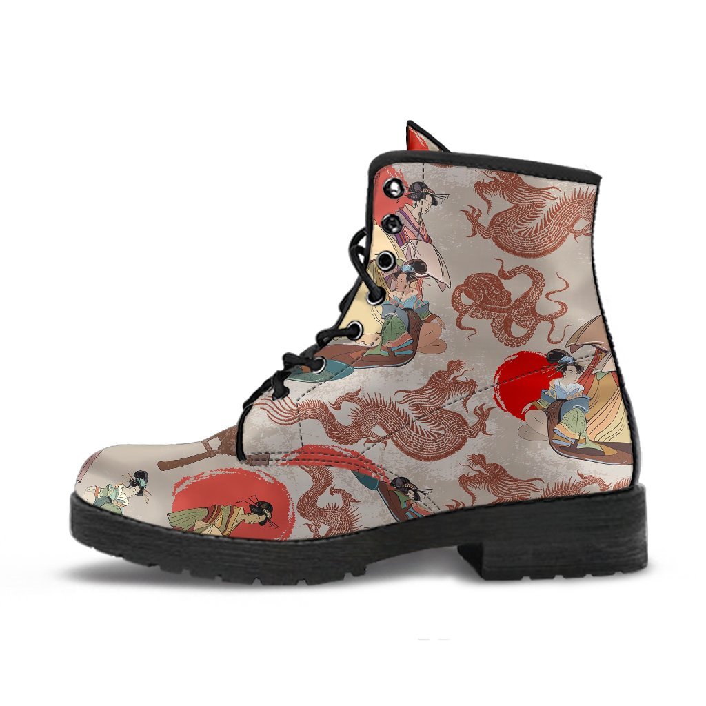 Golden Retriever Print Pattern Men Women Leather Boots