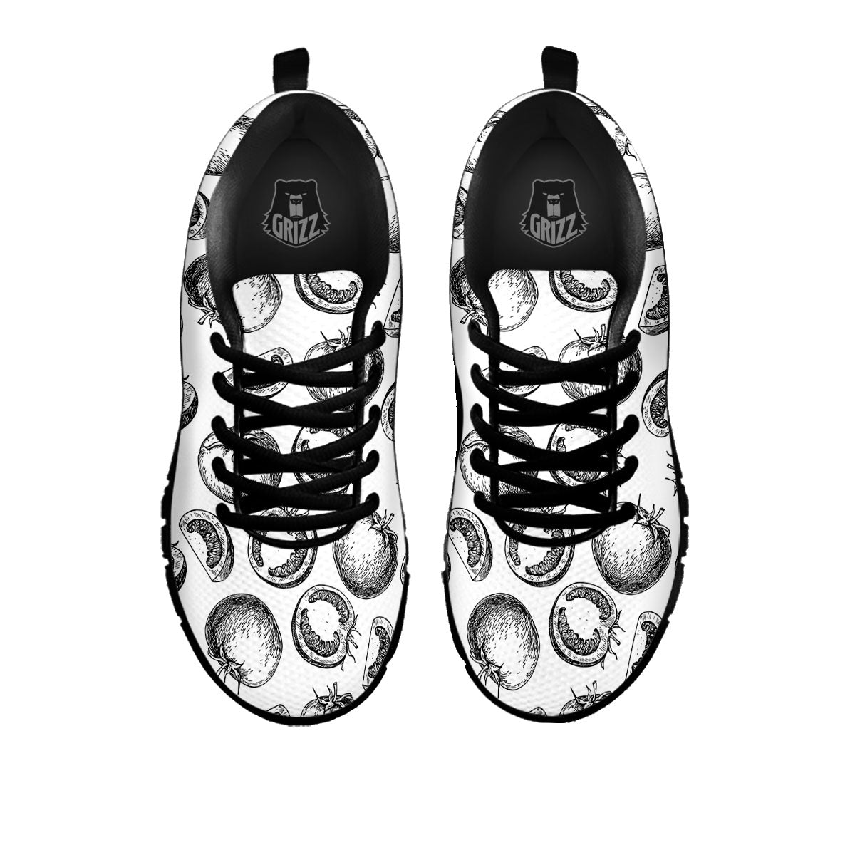 Tomato Hand Drawn Print Pattern Black Sneaker-grizzshop