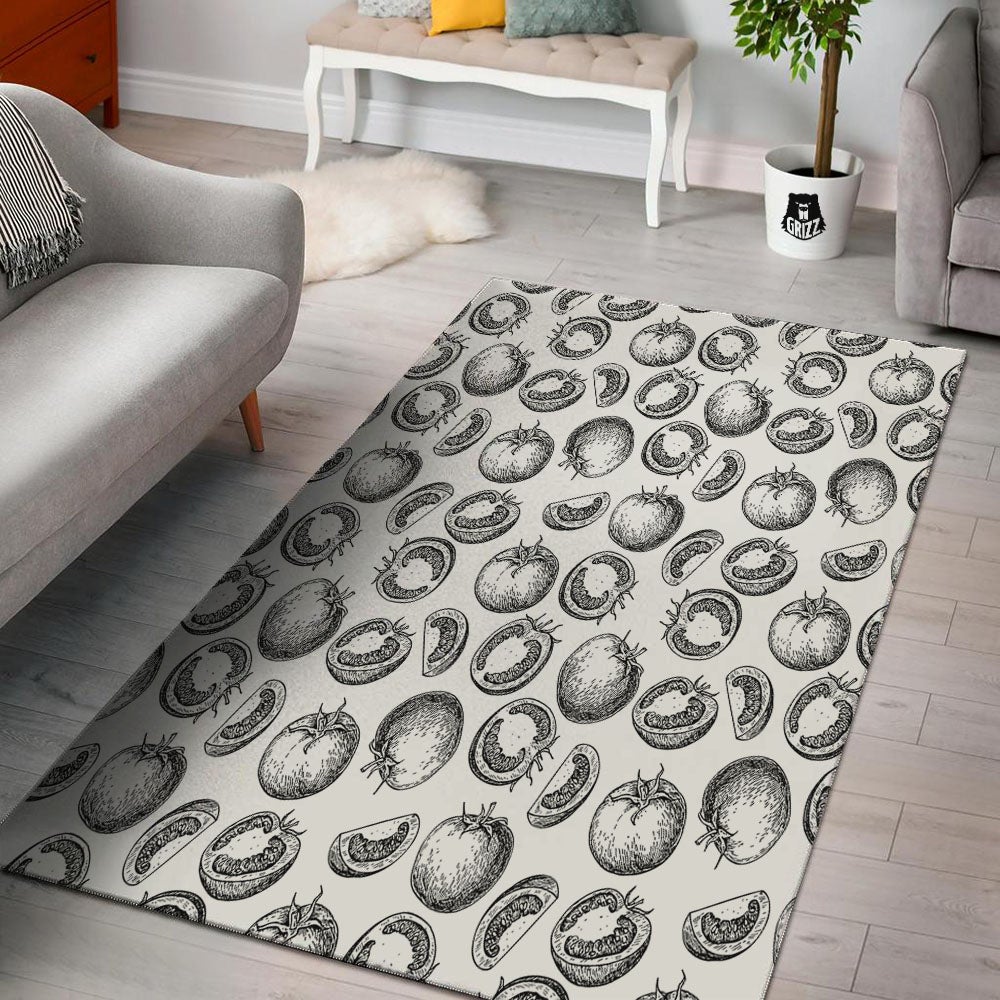 Tomato Hand Drawn Print Pattern Floor Mat-grizzshop