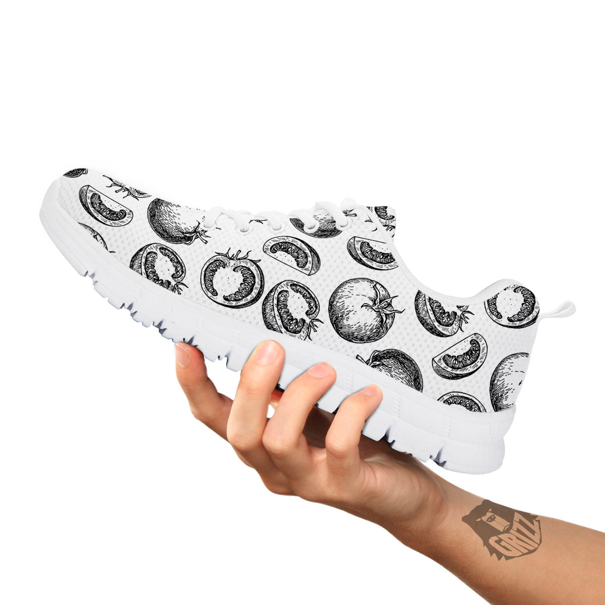 Tomato Hand Drawn Print Pattern White Sneaker-grizzshop