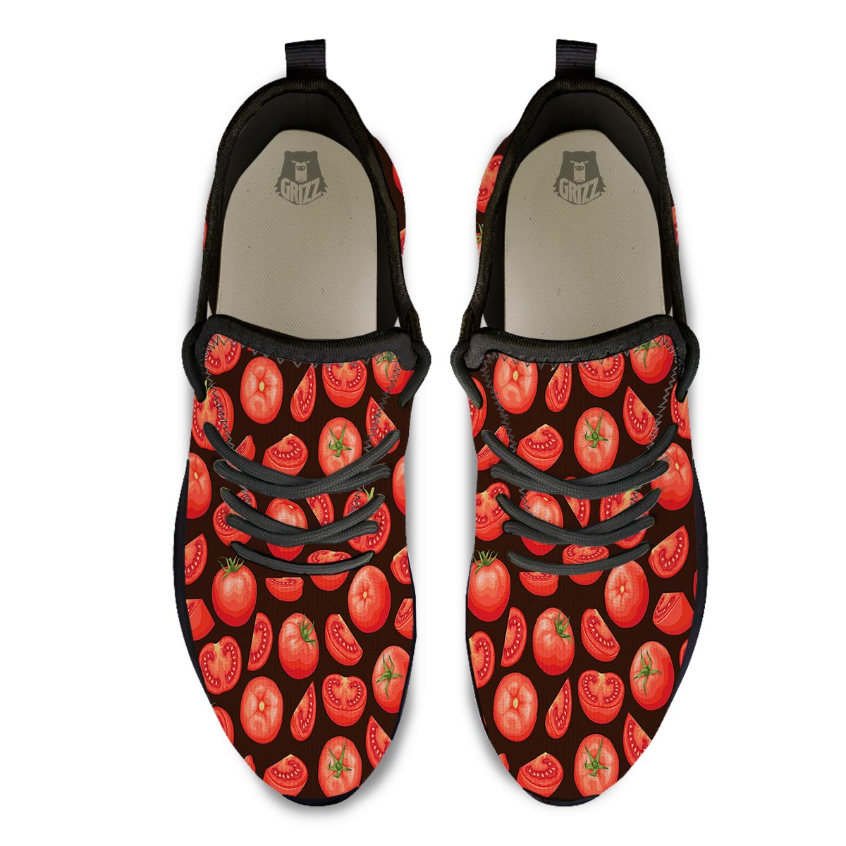 Tomatoes Red Print Pattern Black Athletic Shoes-grizzshop