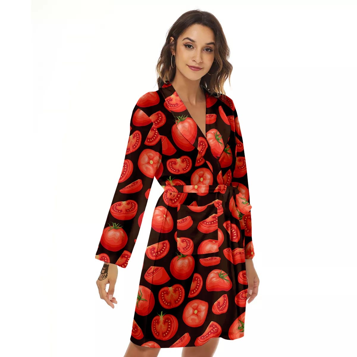Tomatoes Red Print Pattern Women's Robe-grizzshop