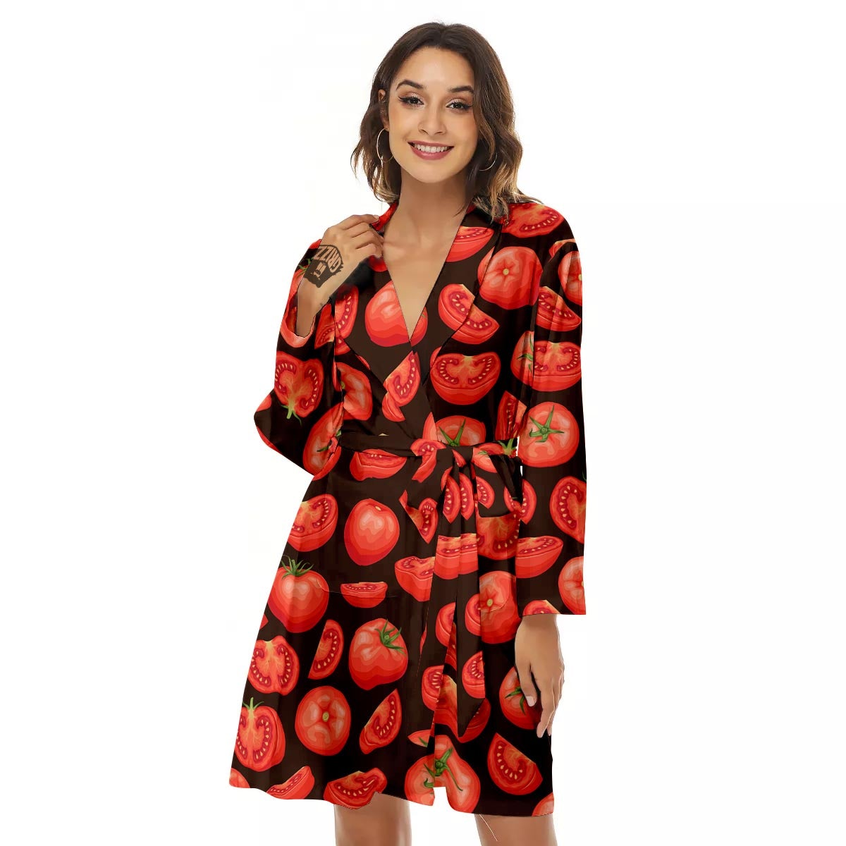 Tomatoes Red Print Pattern Women's Robe-grizzshop