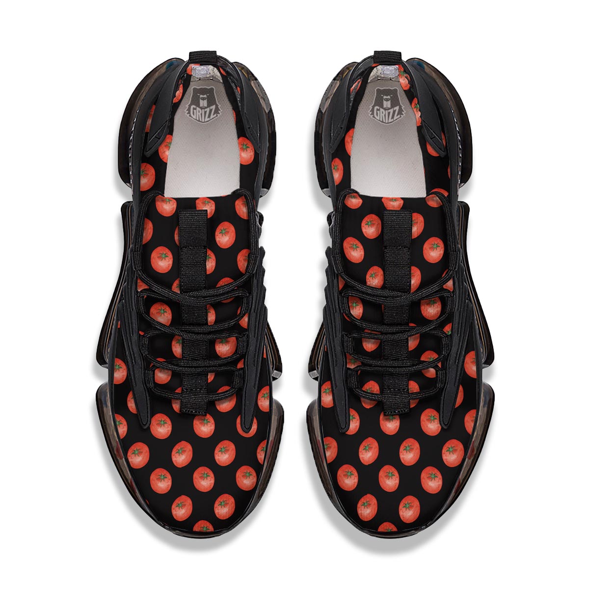 Tomatoes Red Ripe Print Pattern Black Gym Shoes-grizzshop