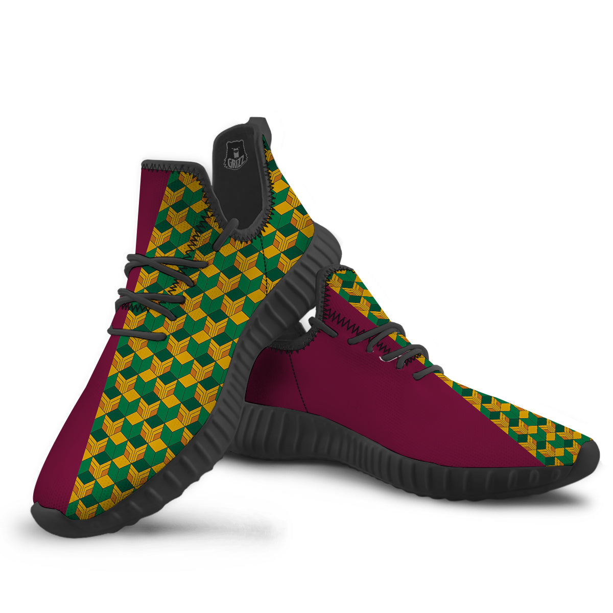 Tomioka Print Pattern Black Walking Shoes-grizzshop