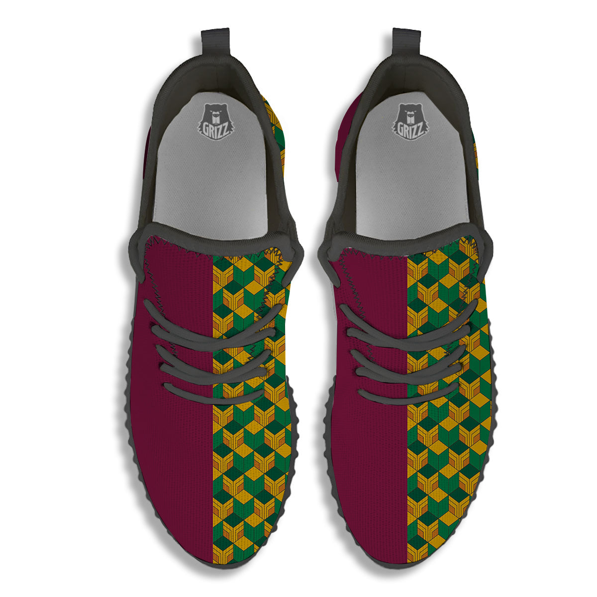 Tomioka Print Pattern Black Walking Shoes-grizzshop