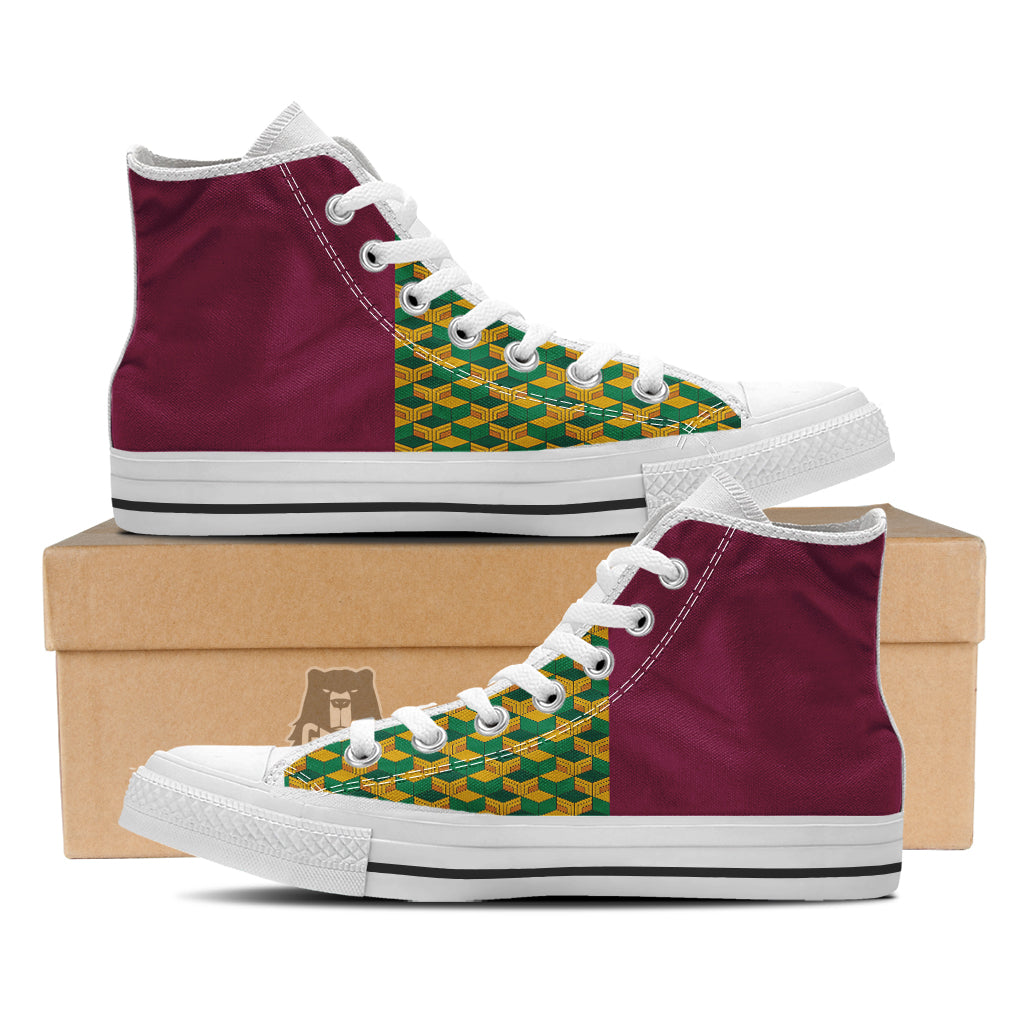 Tomioka Print Pattern White High Top Shoes-grizzshop