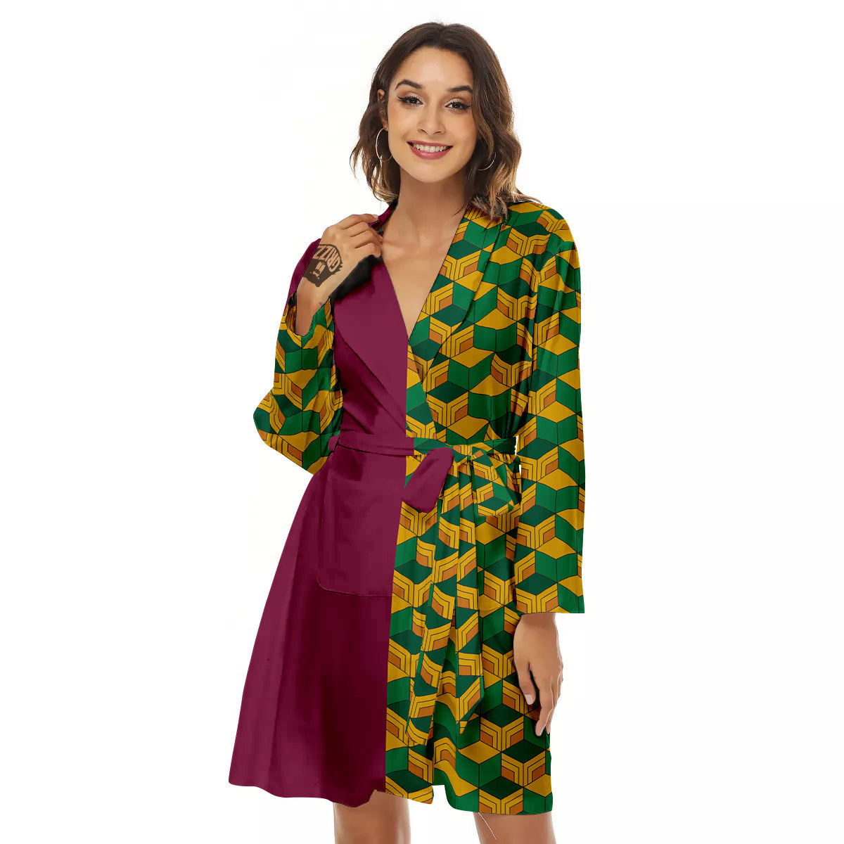 Tomioka Print Pattern Women's Robe-grizzshop