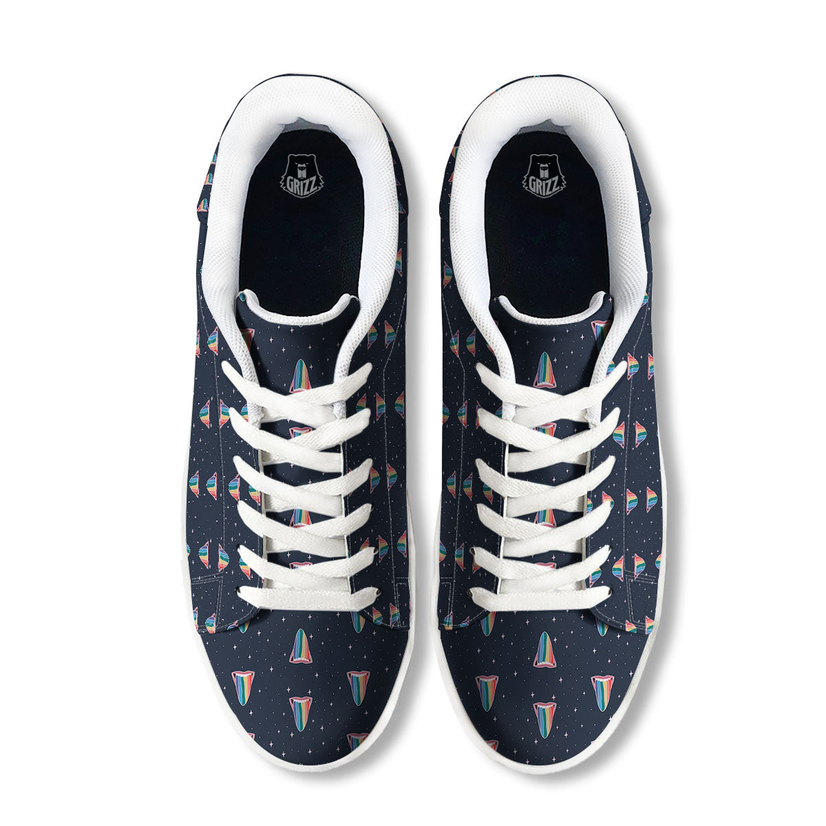 Tongue Gay Pride Print Pattern White Low Top Sneakers-grizzshop