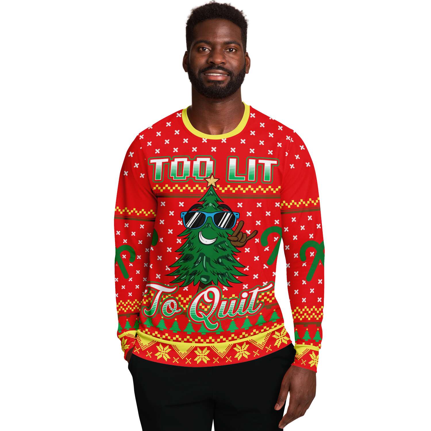 Too Lit To Quit Ugly Christmas Sweater-grizzshop