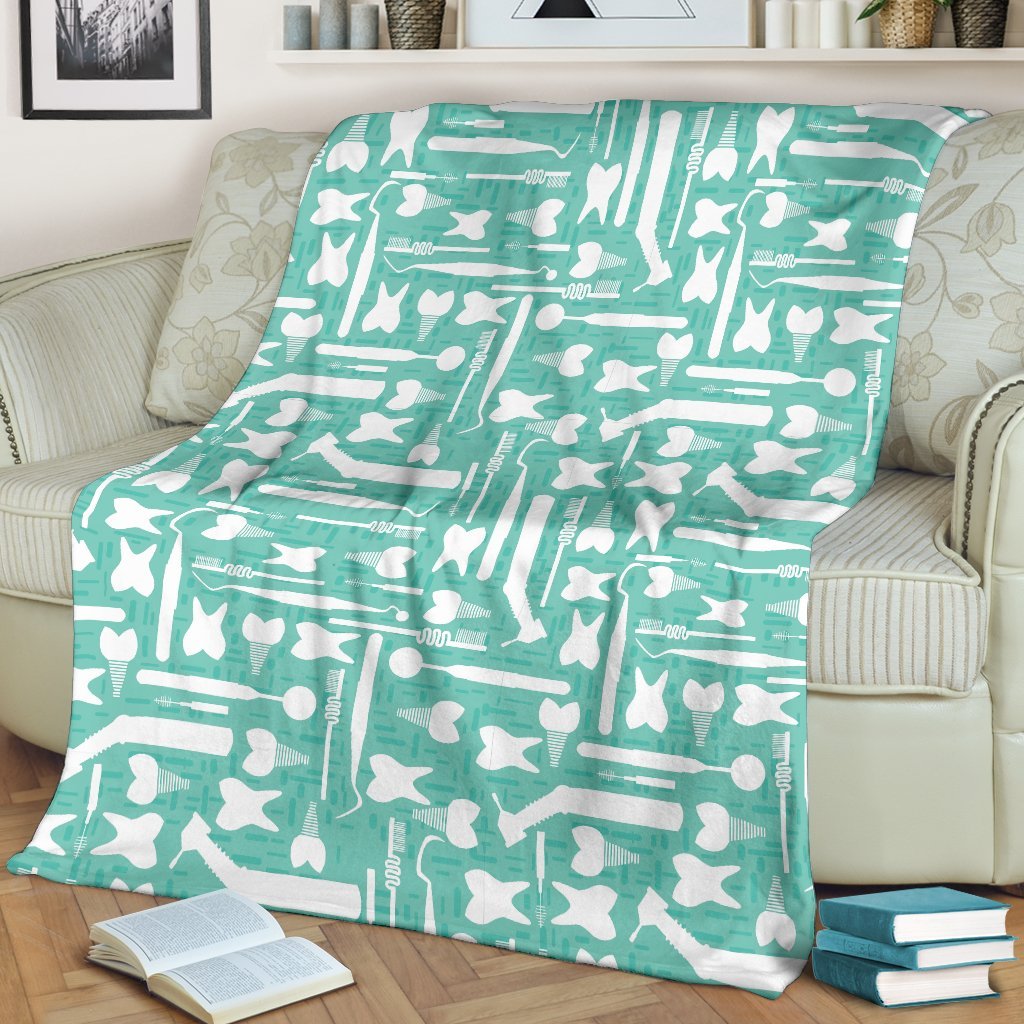 Tooth Dental Dentist Dentistry Pattern Print Blanket-grizzshop