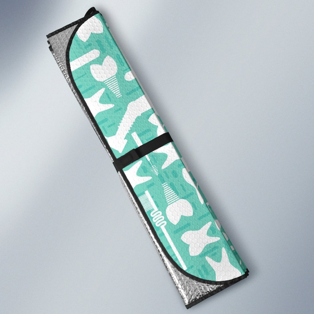 Tooth Dental Dentist Dentistry Pattern Print Car Sun Shade-grizzshop