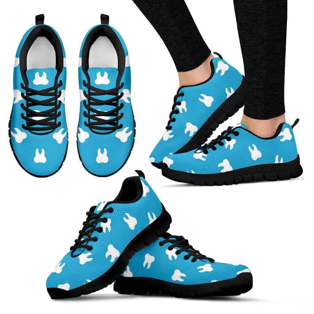 Tooth Dentistry Dentist Dental Pattern Print Black Sneaker Shoes For Men Women-grizzshop