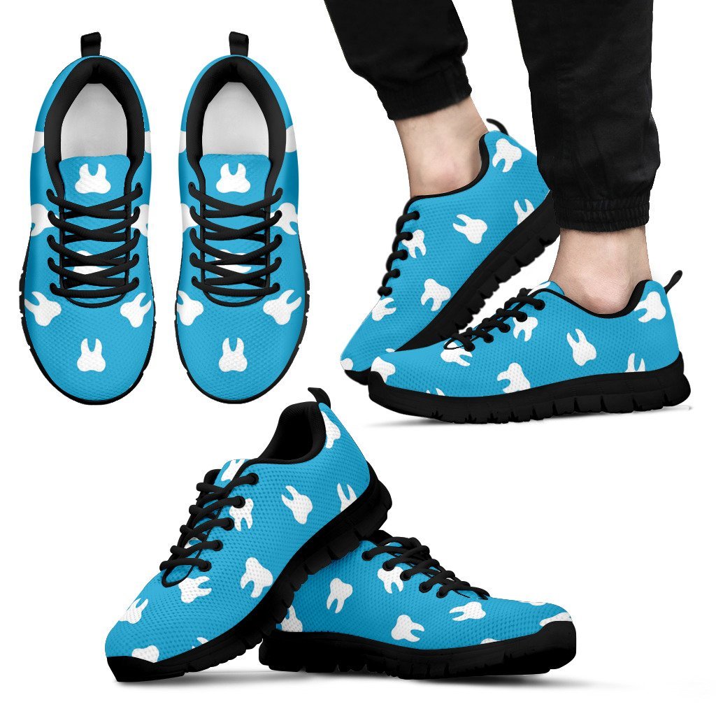 Tooth Dentistry Dentist Dental Pattern Print Black Sneaker Shoes For Men Women-grizzshop