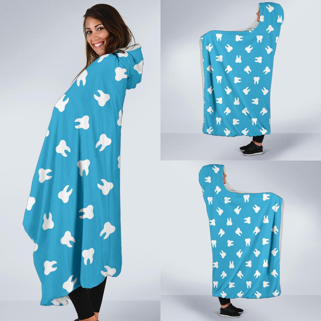 Tooth Dentistry Dentist Dental Pattern Print Hooded Blanket-grizzshop