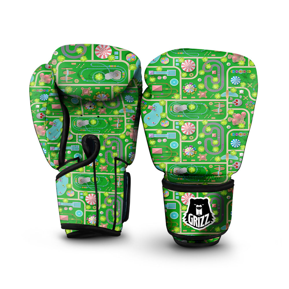 Top View Amusement Park Print Pattern Boxing Gloves-grizzshop