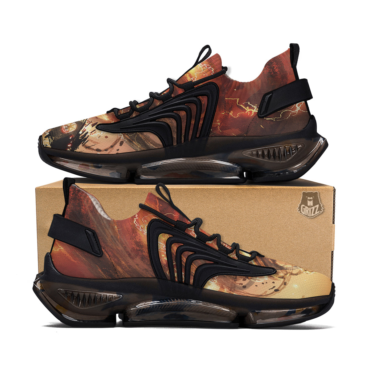 Tornado Destroy Watercolor Print Black Gym Shoes-grizzshop