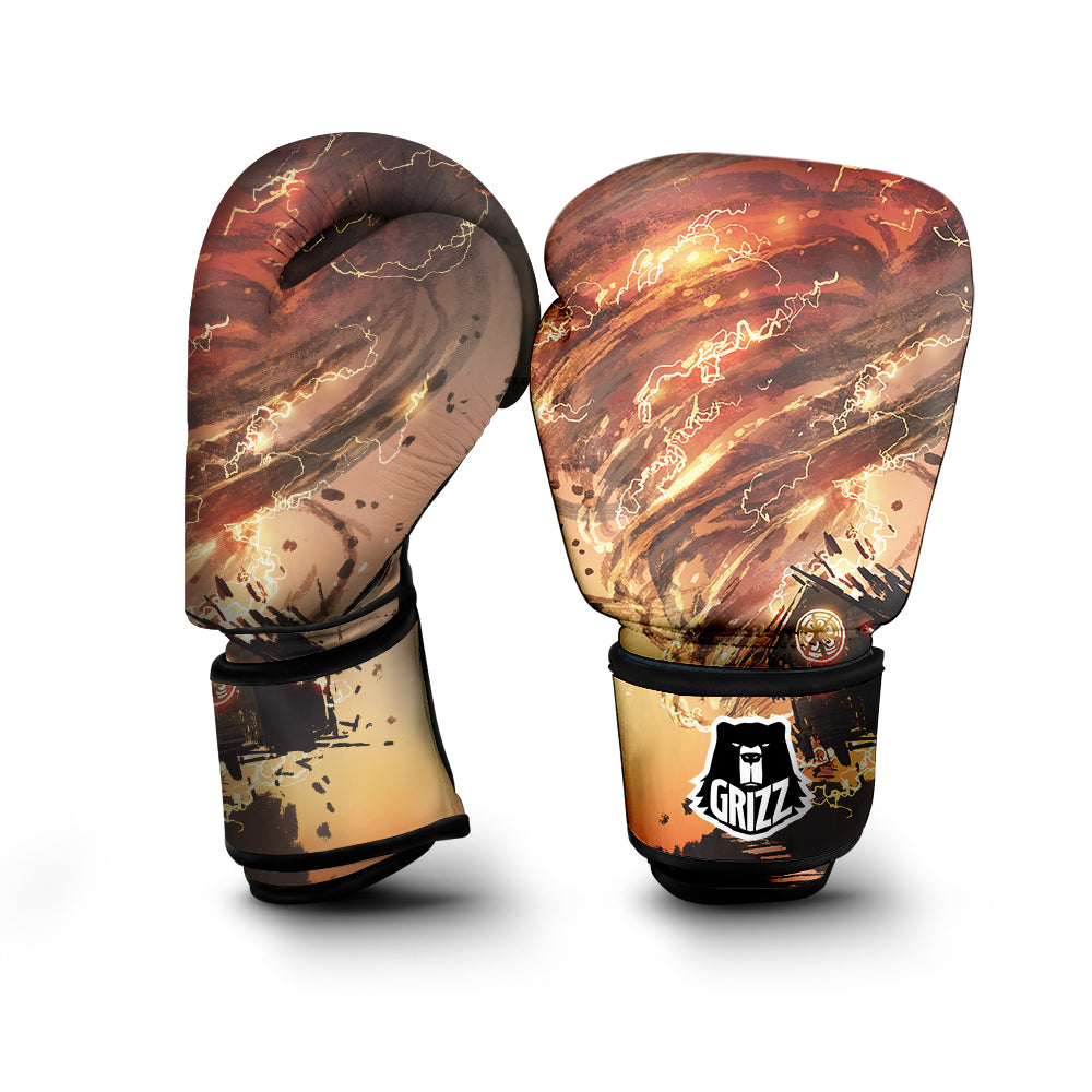 Tornado Destroy Watercolor Print Boxing Gloves-grizzshop