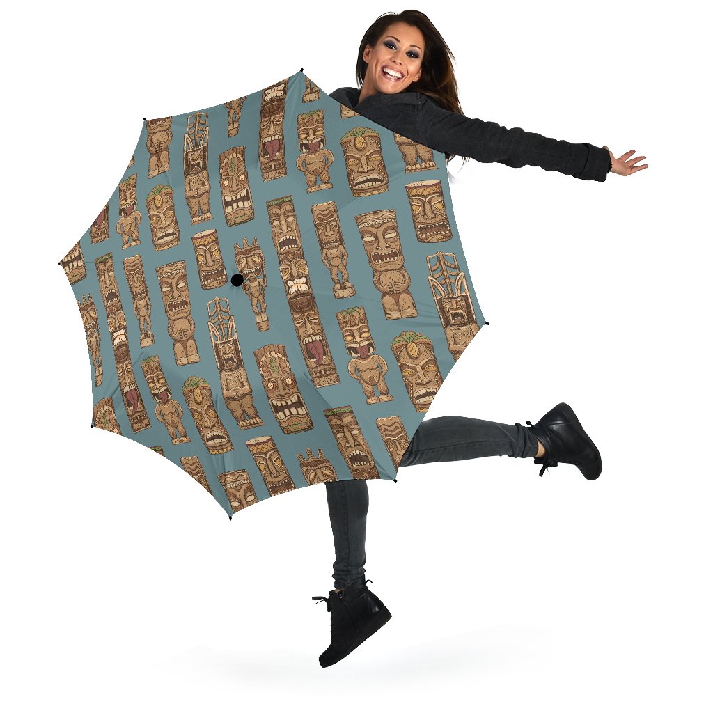 Totem Aztec Pattern Print Automatic Foldable Umbrella-grizzshop