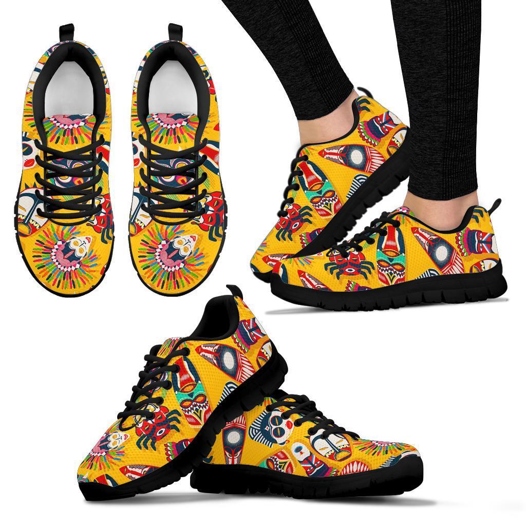 Totem Mask Pattern Print Sneaker Shoes For Men Women-grizzshop