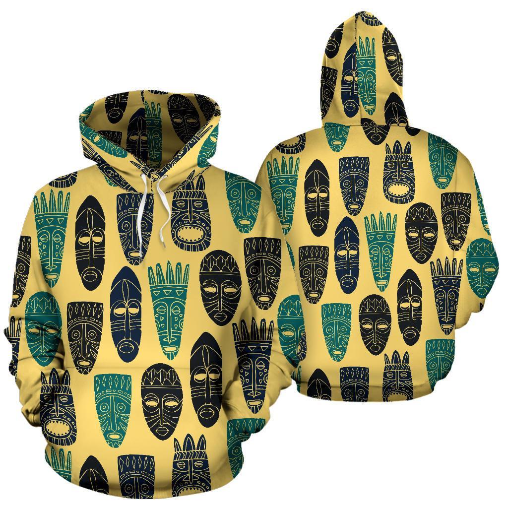 Totem Mask Print Pattern Men Women Pullover Hoodie-grizzshop