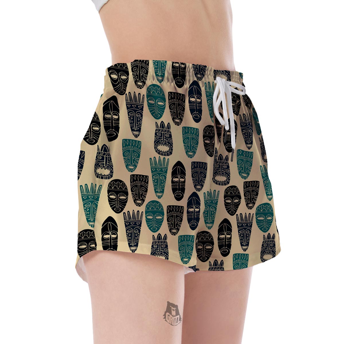 Totem Mask Print Pattern Women's Shorts-grizzshop