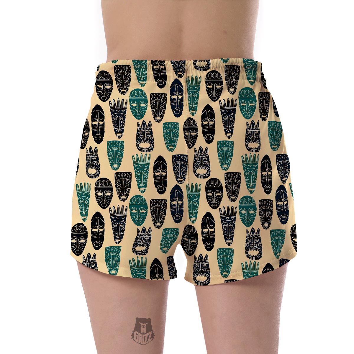 Totem Mask Print Pattern Women's Shorts-grizzshop