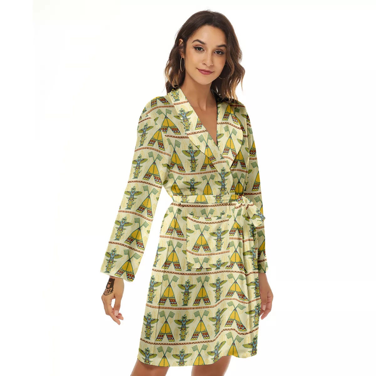 Totem Native Print Pattern Women's Robe-grizzshop