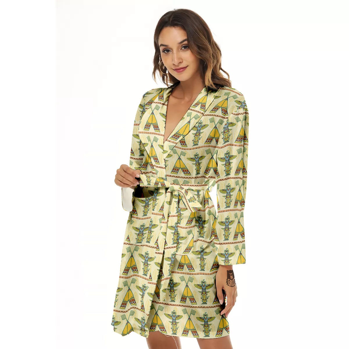 Totem Native Print Pattern Women's Robe-grizzshop