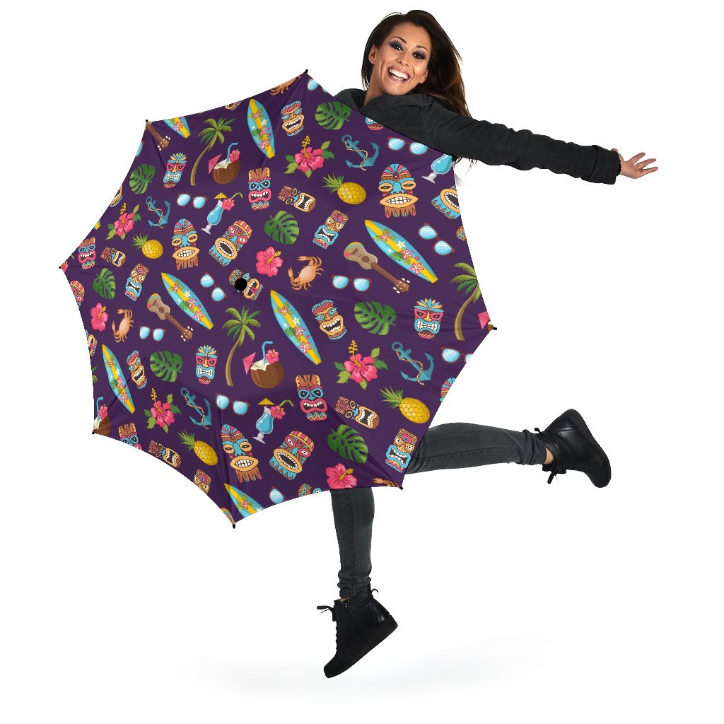 Totem Pattern Print Automatic Foldable Umbrella-grizzshop